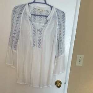 Sophia Rose White Blouse with Blue Details